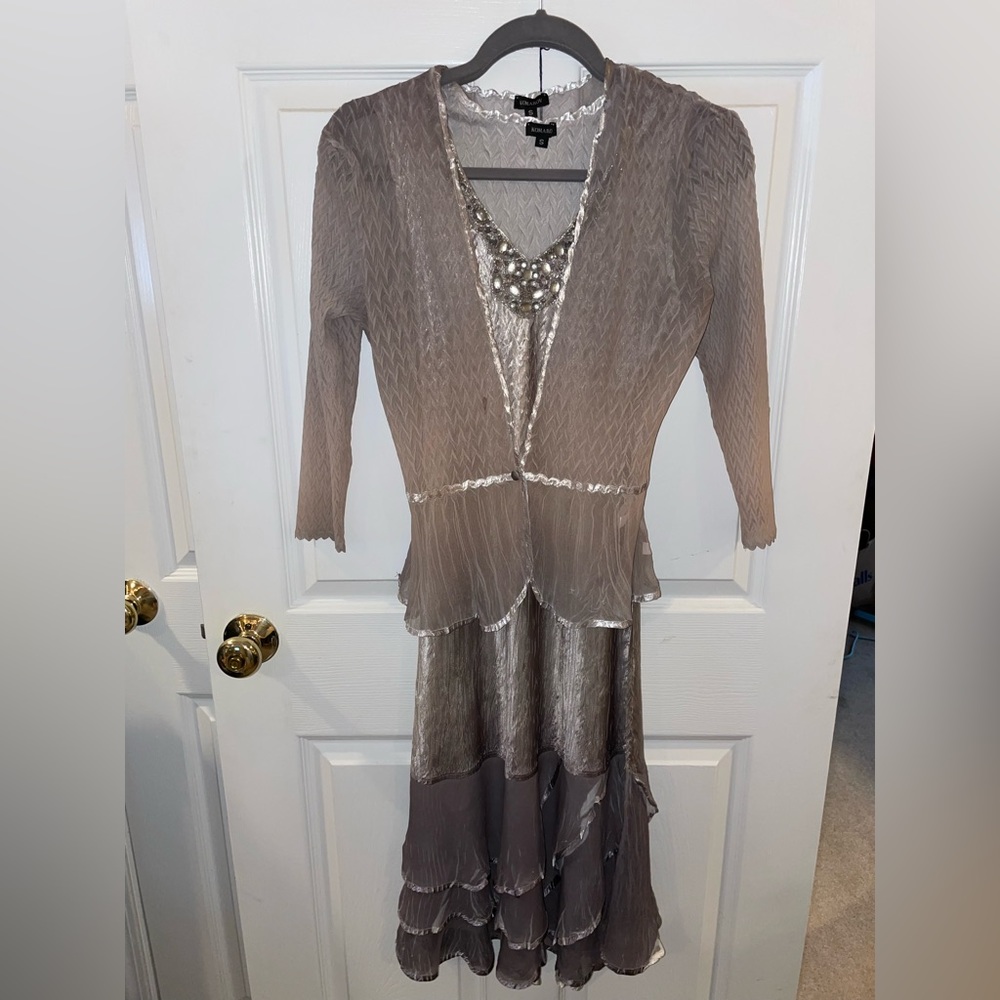 Komarov silver ombré dress with jacket